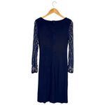 New Marina Round Neck Beaded Lace Long Sleeve Side Drape Sheath Dress 6 Photo 5