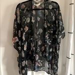LC Lauren Conrad Lauren Conrad LC One Size Floral Black Sheer Women's Kimono Top Wrap Coverup Photo 0