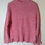 Talbots Cable Knit Mock Neck Sweater Pink Marled Textured Pullover Size Medium Photo 0