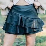 DO+BE Black Faux Leather Tiered Mini Skort – Size S Photo 5