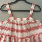 Loft  red white striped shimmer tiered peplum babydoll tank top size medium Photo 2