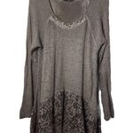 Tempo Paris Temp Paris Sweater Asymmetric Tunic Lace Brown Boho Lagen Witchy Artsy Fairy L Photo 0