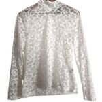 White House | Black Market WHBM Lace Semi-Sheer Long Sleeve Mock Neck Blouse Top Photo 0