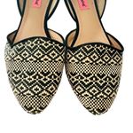 Betsey Johnson Cocoh Raffia Slip On Shoes Size 8.5 Tan Black Weaved D'Orsay Flat Photo 1