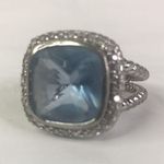Simulated Aquamarine Cocktail Ring Accent Small Faux Diamonds size 7 braided Blue Photo 1
