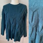 J. Jill Size M Chenille Teal Peacock Chunky Cable Knit Sweater Pullover Knit Top Green Size M Photo 2