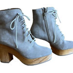 Coclico Vanji Clog Cream Suede Lace Up Heeled Booties Wood‎ Heel Size 6 Photo 0