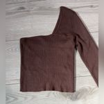 Abercrombie & Fitch Ribbed Long Sleeve Top in Brown Photo 4