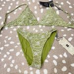 Blackbough New  Swim Bikini Set Jacquard sage triangle top Kate Classic Cheeky Photo 2