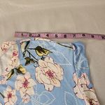 Pop young Blue Floral Midi Dress Size Large Pockets Cap Sleeve Belt White Flower Photo 3