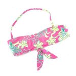 Lilly Pulitzer  Pink Flower Printed Bandeau Halter Bathing suit Bikini Top Photo 0