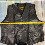 Genuine Leather Biker Vest Medium Black Vintage 90s Rocker Sleeveless Top Photo 5