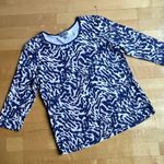 JM Collection Animal Tiger Print, Lightweight Sweater, Navy, Tan, Size L Photo 1