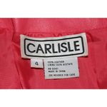 Carlisle Vintage Leather Coat Womens 4 Single Button 80's Pink Collar Jacket Photo 1