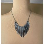 New York And Company Silver Tone Fringe Statement Necklace Adjustable Length Photo 0