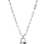 Lock Paper Clip Link Chain Necklace Photo 5