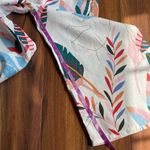 Cynthia Rowley  100% Linen Wide Leg Ankle Pull On Pants Tropical Flowers Pockets Photo 8