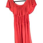 Forever 21 + Dress Off Shoulder Ruffle Crinkled A Line Red Orange 1X Photo 0