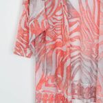 Chico's  Womens Burnout Open Front Cardigan Coral Zebra Print Lightweight Size 2 L Photo 2