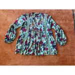 Anthropologie RD + Koko Blue Long Sleeved Teal Floral Printed Top” Photo 2