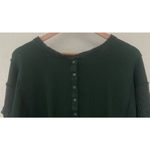 Free People FP Movement Green Waffle Knit Slouchy Henley Top M Ribbed Oversized Thumbholes Photo 1