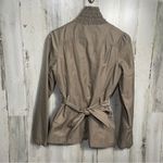 Betsey Johnson  Khaki Tan Scalloped Tie Back Zip Up Jacket- size S Photo 5