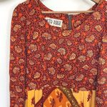 Vintage Mister Robert Paisley Patchwork Maxi Dress Long Sleeve Boho Chic Medium Red Photo 2