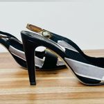 Tibi Black Print Silk Slingback Heels Sandals Shoes Size 6.5 Photo 2