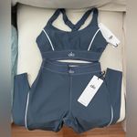 Alo Yoga  SET NWT Bluestone White Airlift Suit Up Bra & Airlift Suit Up legging M Photo 2