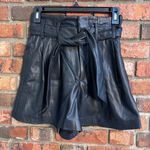 ZARA  womens faux leather paper bag waist shorts black XS Photo 0