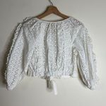 Rebecca Taylor ladies White Embroidered Lace Puff Sleeve eyelet blouse Top XS Photo 9