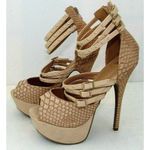 Shoedazzle Madison by Tan Alligator Print Platform Stilettos Womens Shoes Size 8 Photo 2
