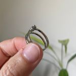 Silver Double Band Ring Flower Cubic Zirconia Vtg 90s Jewelry Girlhoodcore Y2K Photo 3