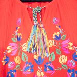 New See And Be Seen Red Embroidered Peasant Tassel Top Size Medium Photo 1