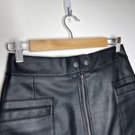 Free People Faux Leather Mini Skirt Black High Rise A Line Vegan Size 0 Photo 4