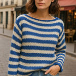 Diane Von Furstenberg Vintage Diane Von Fürstenberg DVF Blue & White Striped Sweater Photo 0