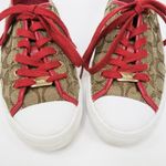 Coach  Empire Outline Canvas Sneakers - Tan & Red Photo 2