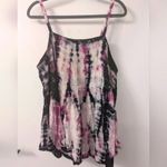 Torrid Plus 0 0X Purple Tie Dye Cold Shoulder Flare Smocked Babydoll Top Shirt Photo 3