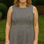 Joe Fresh JCPenny ‎ Women 2X Stripe Monochrome Midi Black Dress Formal Office Photo 0