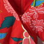 J.Crew Bright Red Floral Print Dress V Neck Bold Bright Colorful 8 Medium Photo 2