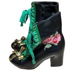 Shishang Women’s Embroidered Lace Up Faux Leather Character Booties Black Size undefined Photo 0