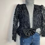 Vintage Patra Black Lace Ribbon Soutache Mesh Fitted Jacket Puff Shoulders Bow 6 Photo 10