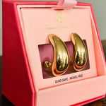 House of Harlow 1960 Gold Chunky Semi Hoop Earrings Large Statement NWT Photo 1