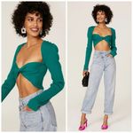 Gauge81 Lifa Knit Ribbed Crop Top in Green Size M Photo 1