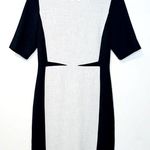 COS Navy Blue Gray Stretch Midi Shift Dress Size 6 Photo 0