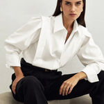 Commense Women's Button Down Shirt‎ Cotton Long Sleeve White Size XS NWT Photo 0