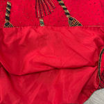 Laurence Kazar Vintage  100% Silk Beaded Sequin Tassel Blouse Red‎ Holiday Bling Photo 9
