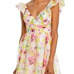 AQUA NWOT Watercolor Flutter Sleeve Mini Dress - Bloomingdale’s Exclusive size L Photo 0