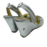 The Original Car Shoe Silver Metallic Canvas Wedge Sandal Size 40.5 US 10.5‎ Photo 3