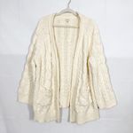 POL  Cable Knit Open Front Fisherman Cardigan Sweater Ivory Oversized Chenille Photo 1